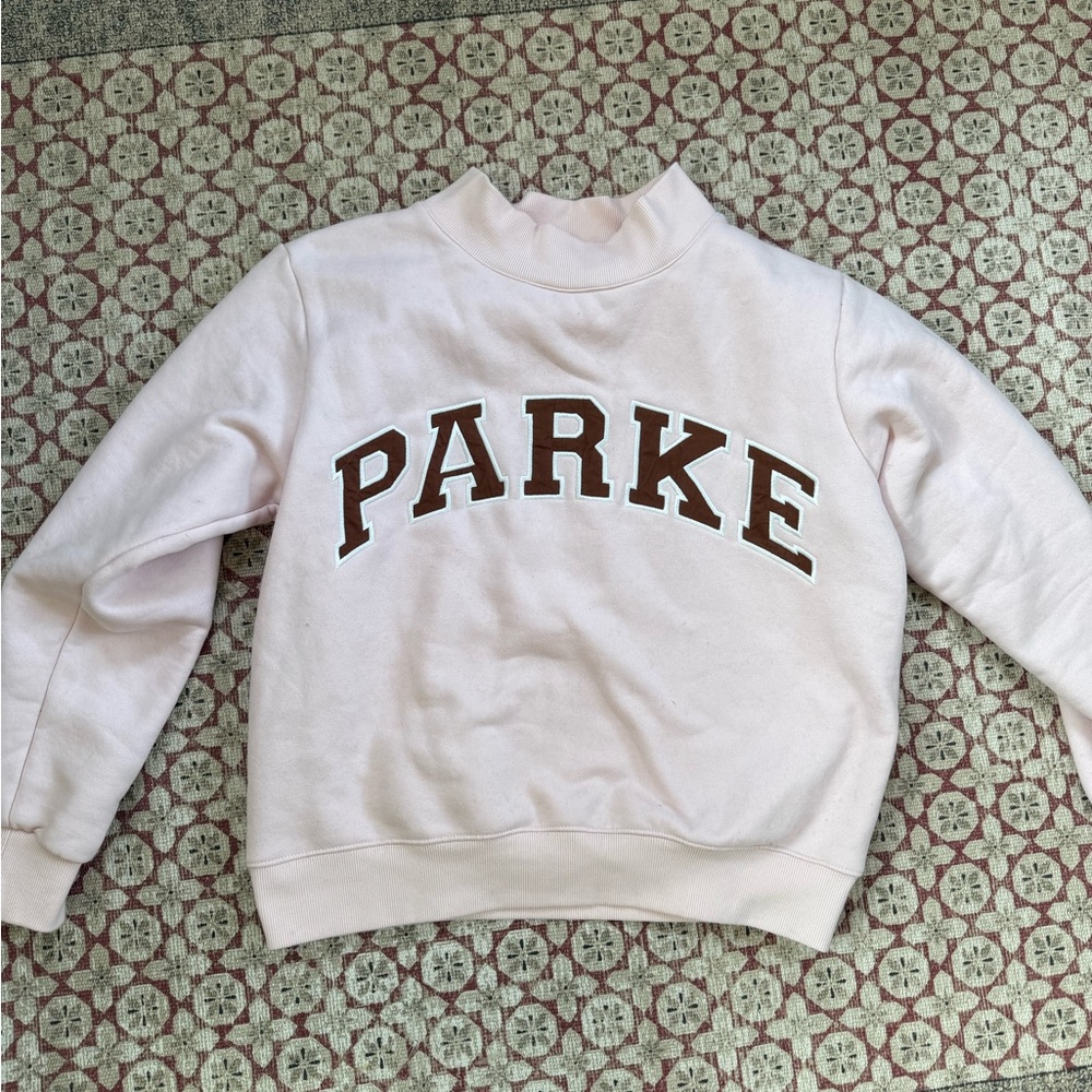 pink and brown parke mockneck